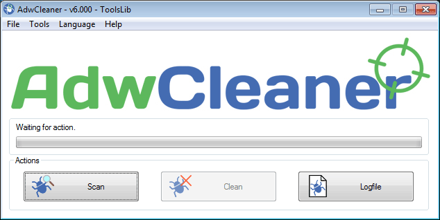 Nhấp vào nút Scan trong AdwCleaner