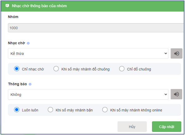 Nhạc chờ thông báo của nhóm 