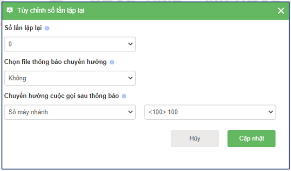 Thiết lập số lần lặp lại cho lời chào