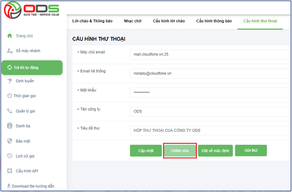 Cấu hình hộp thư thoại 