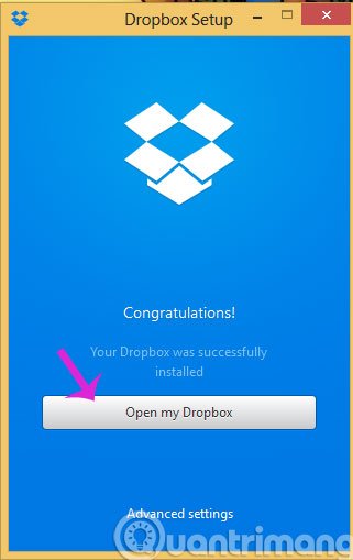 Nhấn Open my Dropbox