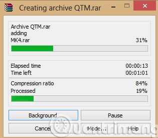 Tốc độ nén file của WinRar