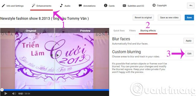 Bấm Edit trong mục Custom Blurring