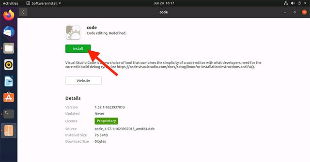 Cài đặt Visual Studio Code bằng gói .deb