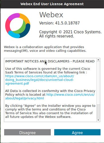 Thoả thuận cấp phép Webex