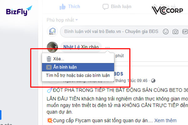 Hướng dẫn ẩn comment thủ công