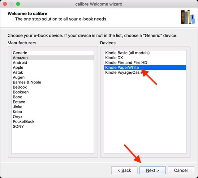 Chọn kiểu máy Kindle