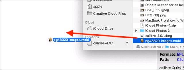 cần kéo file sách vào cửa sổ Calibre.