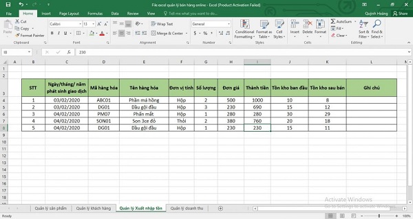 Một số mẫu file excel quản lý bán hàng nổi bật 