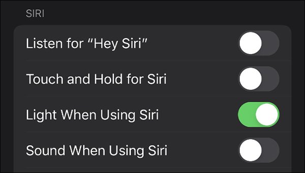 Các tùy chọn bật/tắt Siri