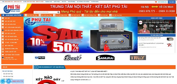 Mẫu thiết kế website bán két sắt chuyên nghiệp, ấn tượng