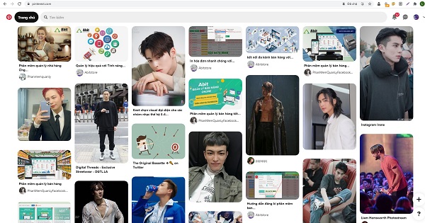 mẫu thiết kế website mạng xã hội pinterest