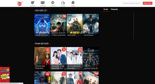 mẫu thiết kế website xem phim online hd chuyên nghiệp
