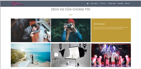mẫu thiết kế website ảnh viện áo cưới đặc sắc