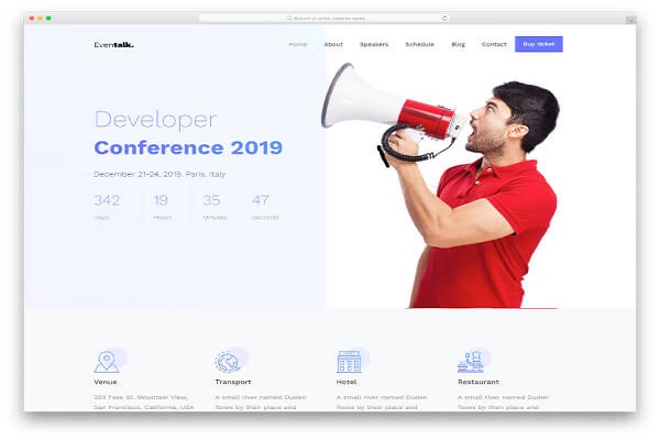Mẫu giao diện web Eventalk