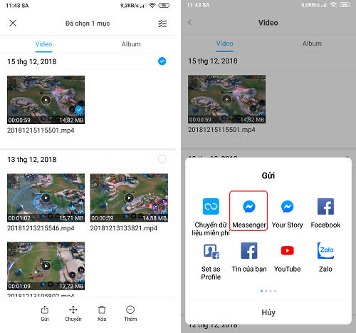 cách gửi video qua facebook messenger