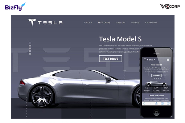 Mẫu thiết kế website ô tô Tesla