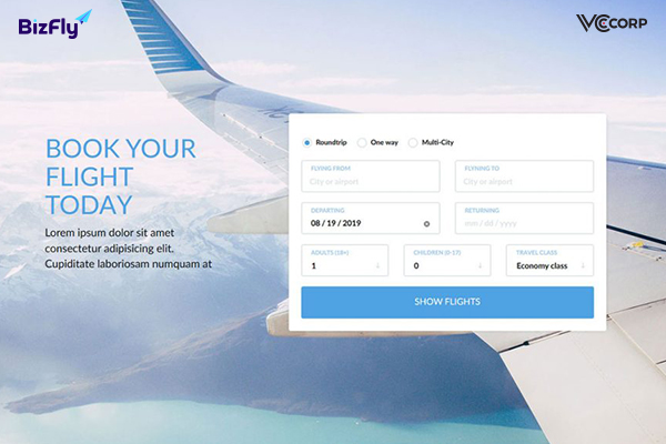 Mẫu giao diện thiết kế website bán vé máy bay đẹp