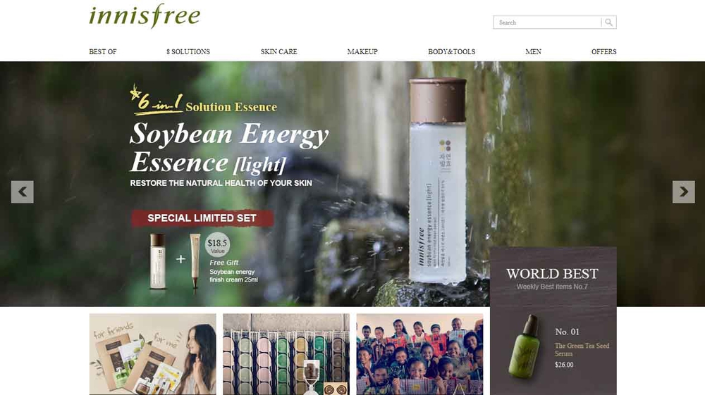 Mẫu thiết kế website mỹ phẩm, làm đẹp Innisfree