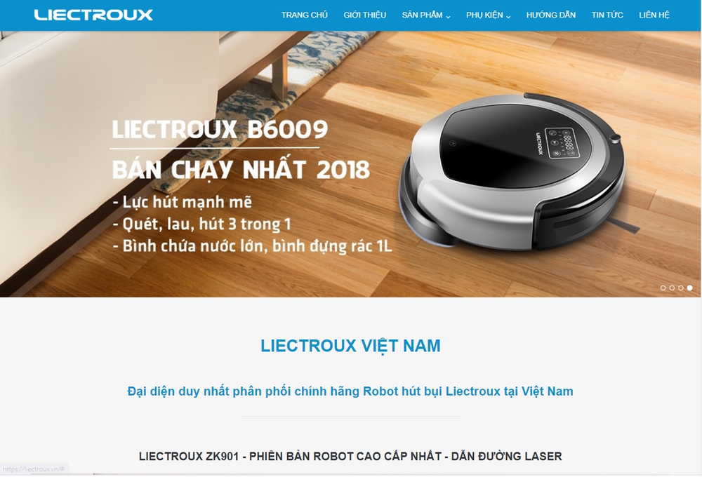 Mẫu thiết kế website robot hút bụi Liectroux