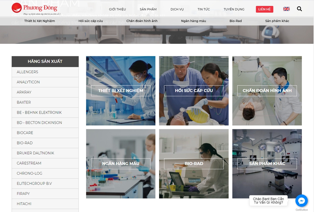 Mẫu thiết kế website thiết bị y tế nổi bật