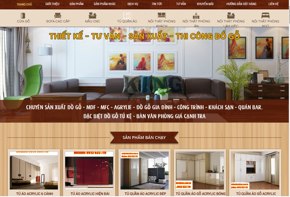 Mẫu thiết kế website xưởng gỗ, làm gỗ đẹp mắt