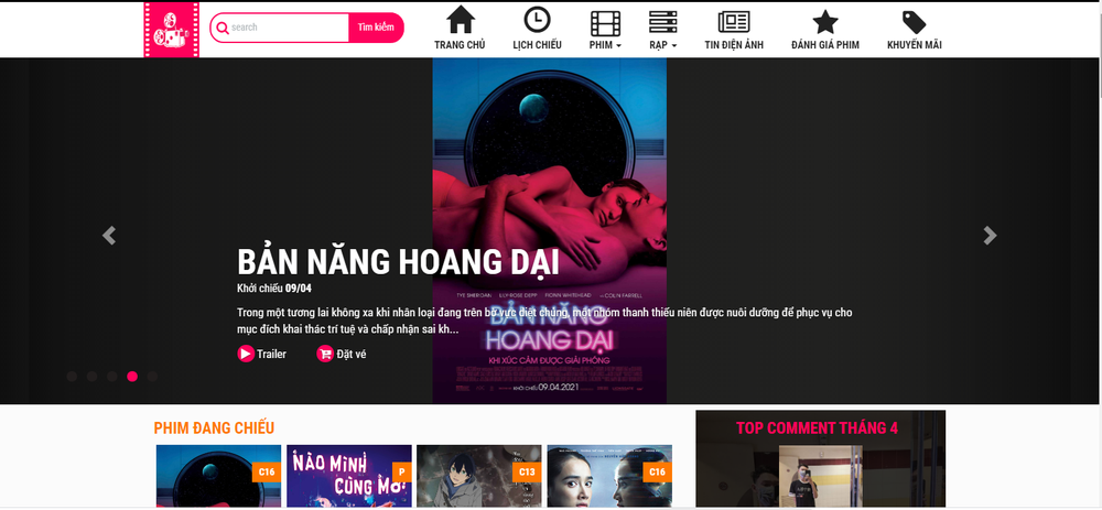 Một số mẫu thiết kế website rạp chiếu phim cao cấp