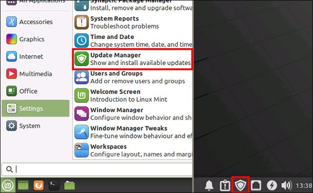 Mở Update Manager