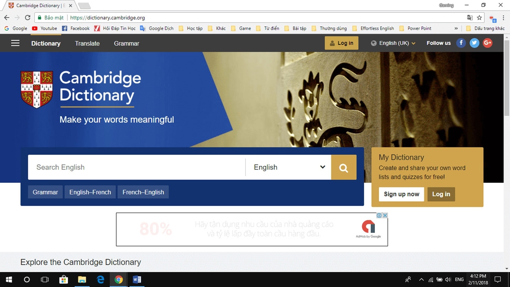 trang web dịch tiếng anh Cambridge Dictionary 