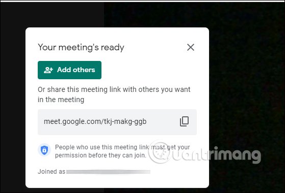 Mời tham gia Google Meet