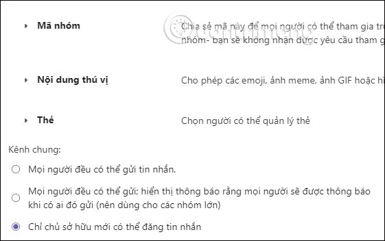 Tắt tin nhắn trong Teams