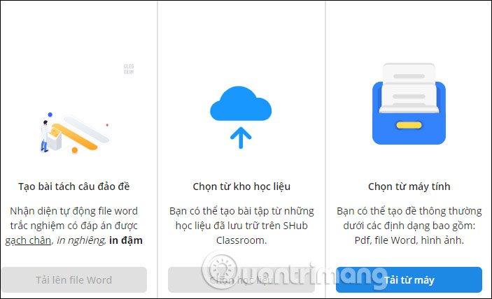 Tùy chọn tải bài tập 