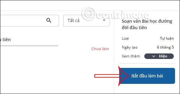 Bắt đầu làm bài 