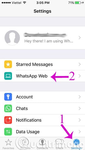 Chọn WhatsApp Web