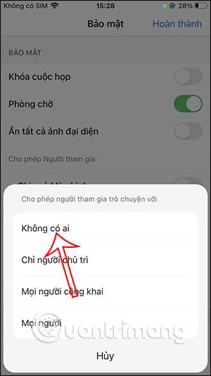 Không cho chat