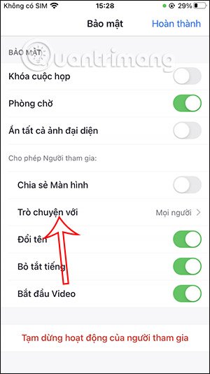 Thiết lập trò chuyện