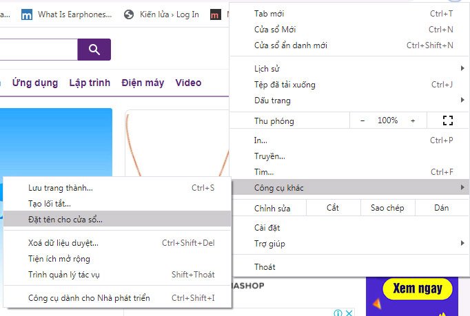 Nhấp vào “Đặt tên cho cửa sổ”