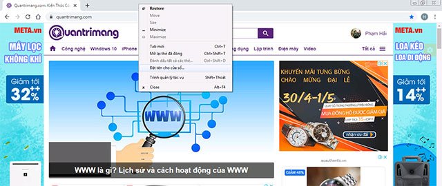 Chọn “Đặt tên cho cửa sổ”