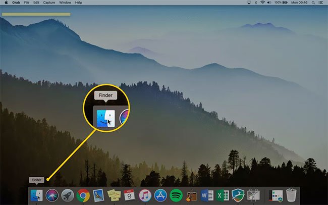 Nhấp vào biểu tượng Finder