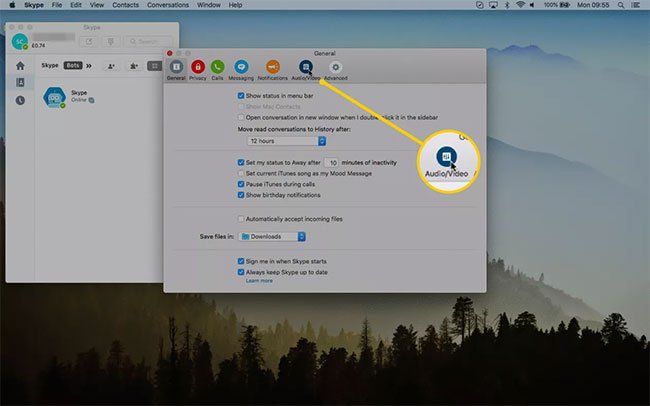 Nhấp vào Audio/Video (Mac) hoặc Video Settings (Windows)