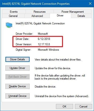 Xác nhận thông tin "Driver Date" và "Driver Version"