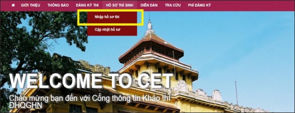 Nhập hồ sơ thi