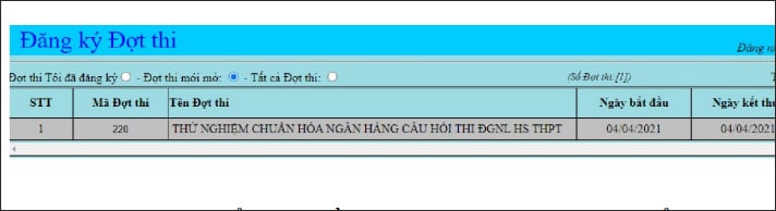 Chọn đợt thi