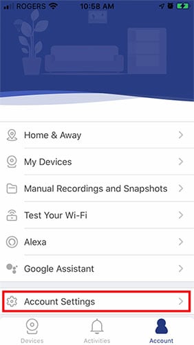 Nhấn vào Account Settings