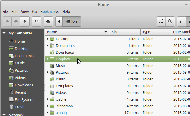 kích đúp chuột chọn thư mục Dropbox