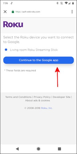 Nhấn vào Continue to the Google app