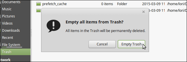 chọn Empty Trash để xác nhận xóa các file