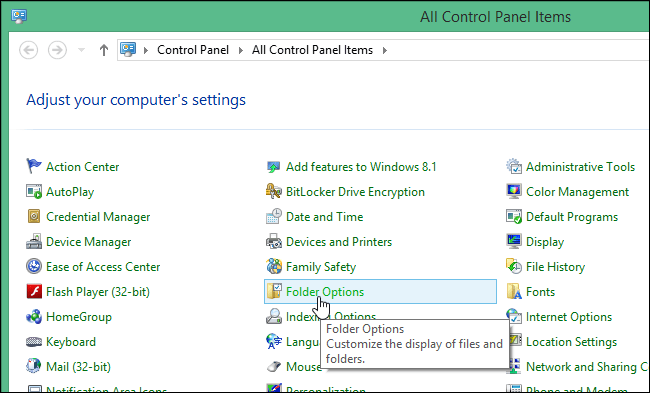 chọn Folder Options