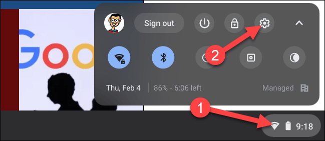 Mở menu Settings