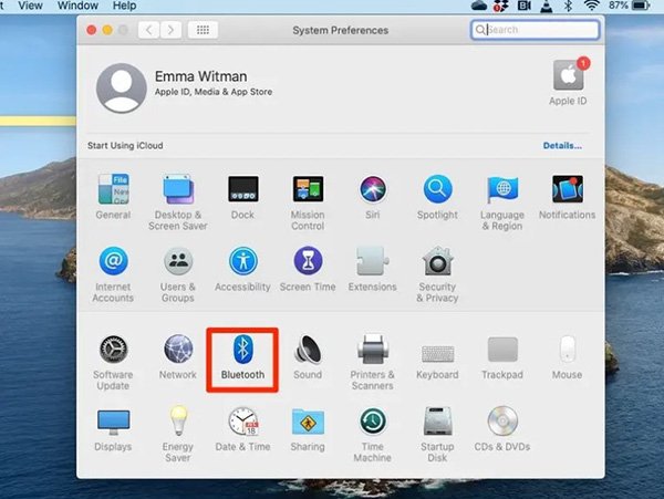 Chọn Bluetooth từ System Preferences